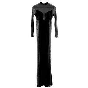 Wilma Black Velvet Paneled Maxi Dress (S)